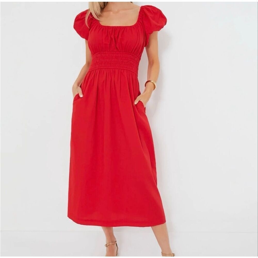 Tuckernuck Pomander Place Red‎ Flynn Dress Puff Sleeve Size XS